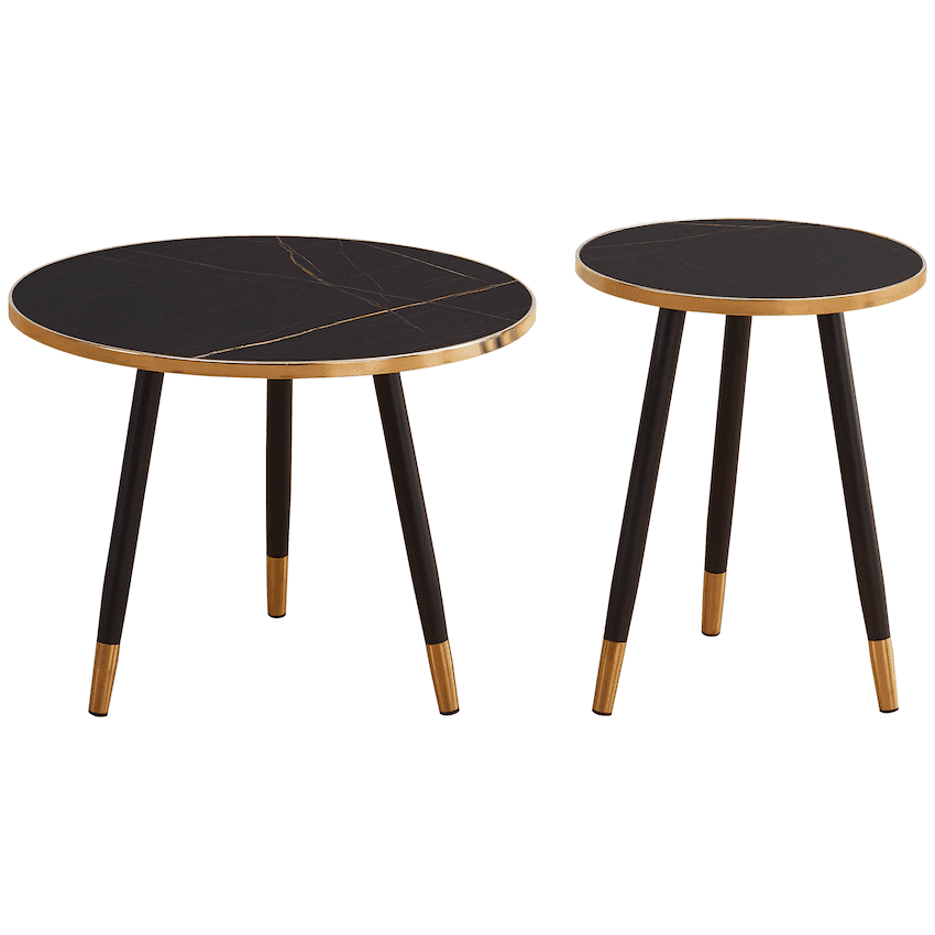 Everfurn Diana Coffee Table Black Marble with Black Legs