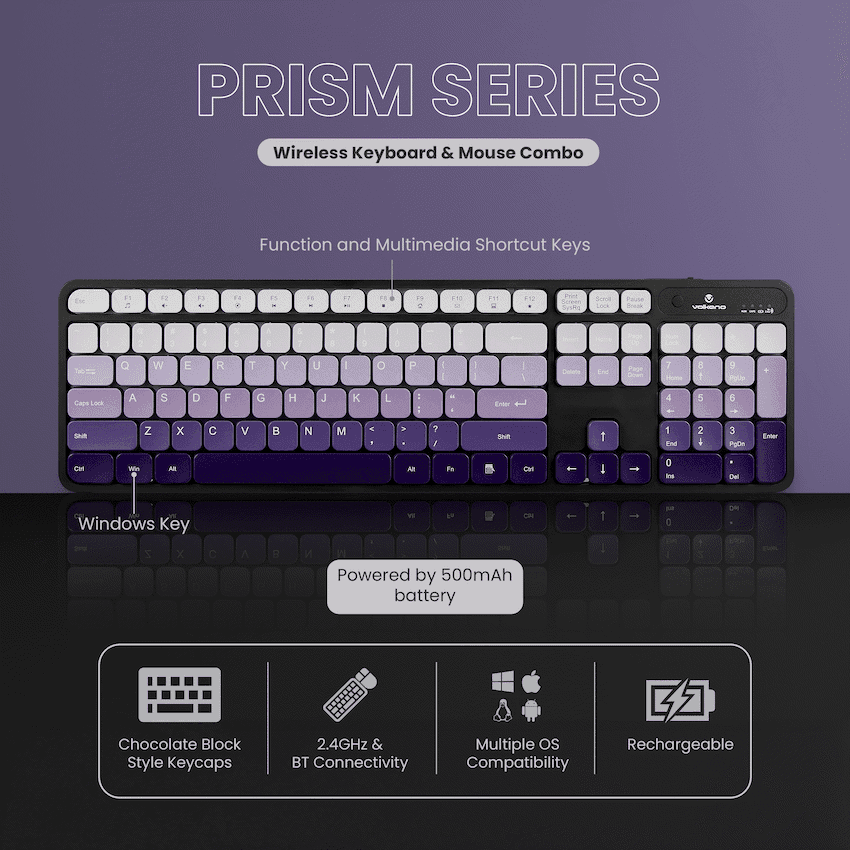 Volkano Prism Series Bluetooth Wireless Keyboard and Mouse