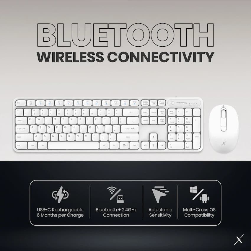 VolkanoX Garnet Bluetooth Wireless Keyboard and Mouse Combo