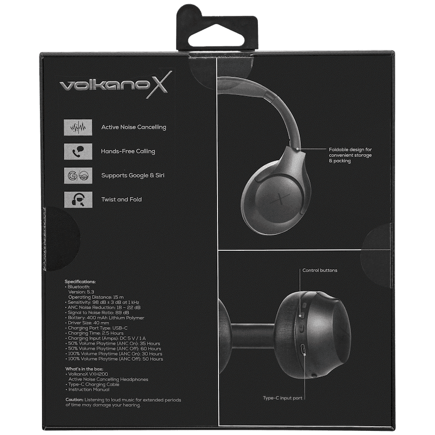 VolkanoX VXH200 Bluetooth Headphones with ANC