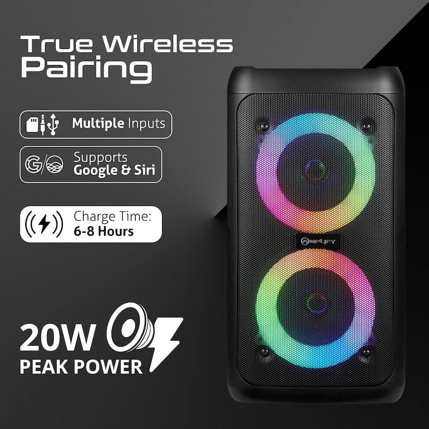 Amplify Mini Megavibe Series Dual 3" Party Speaker - Black