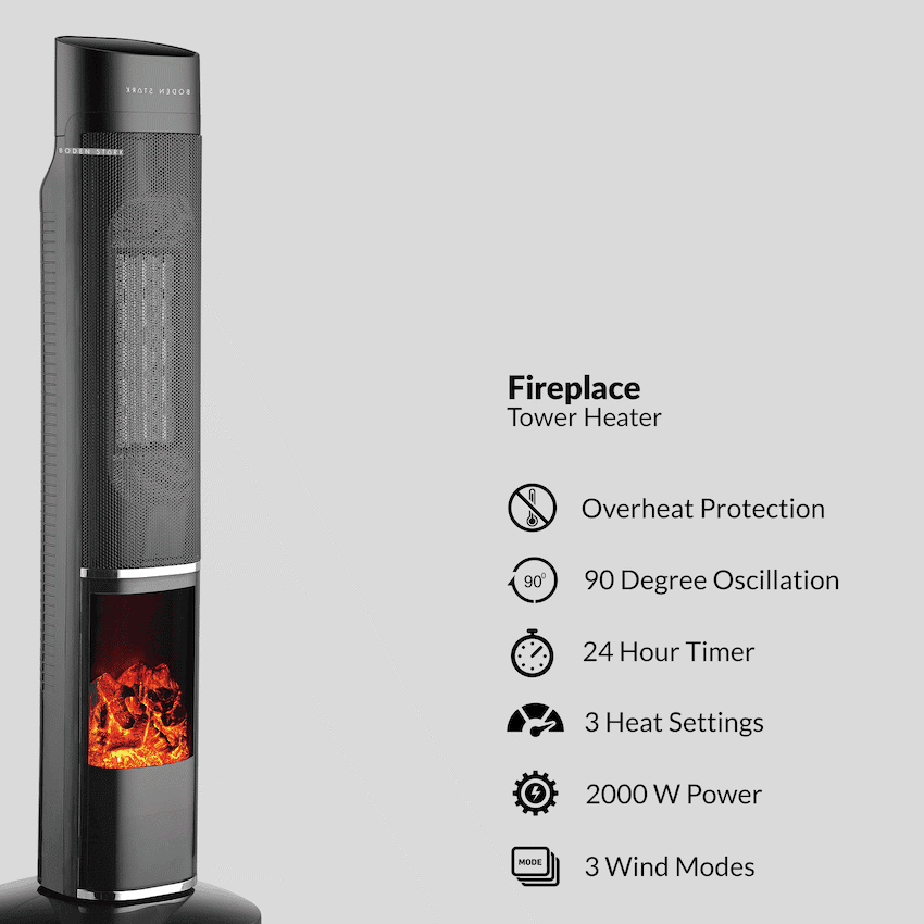 Boden Stark Fireplace Tower Heater