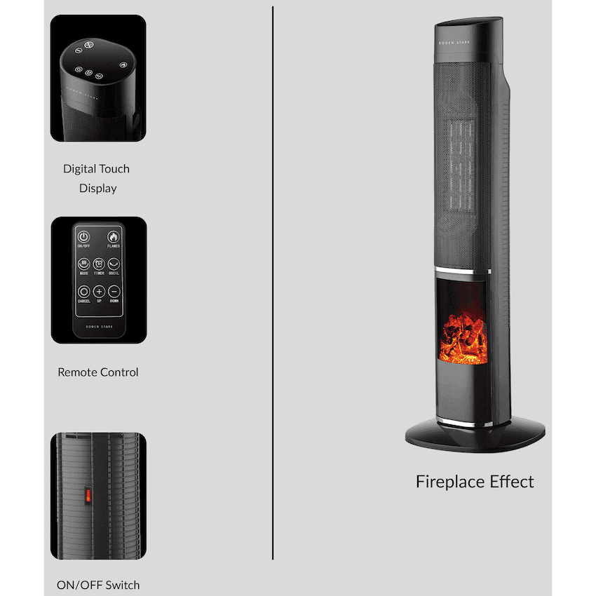 Boden Stark Fireplace Tower Heater