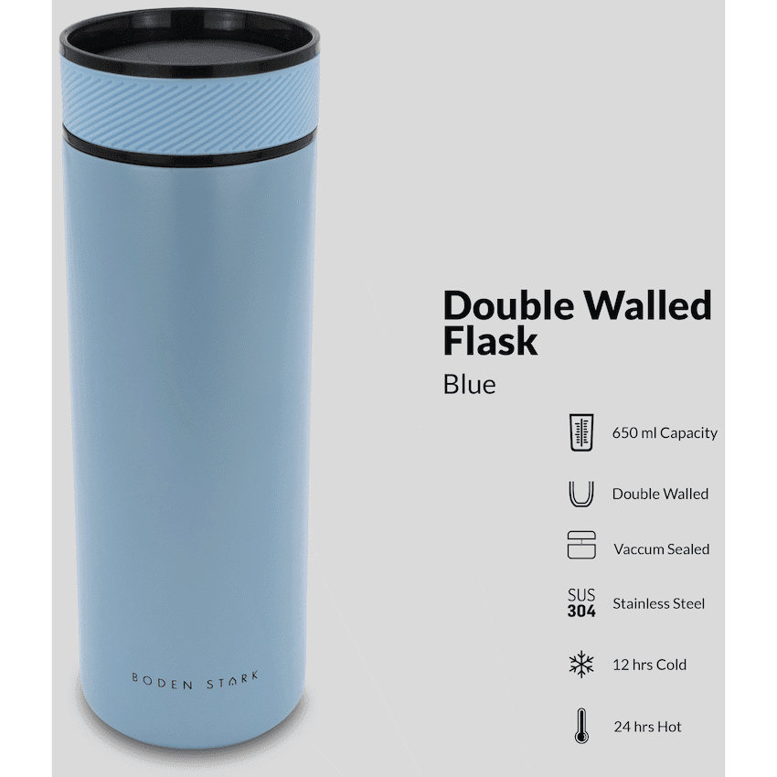 Boden Stark 650ml Double-Walled Flask - Blue