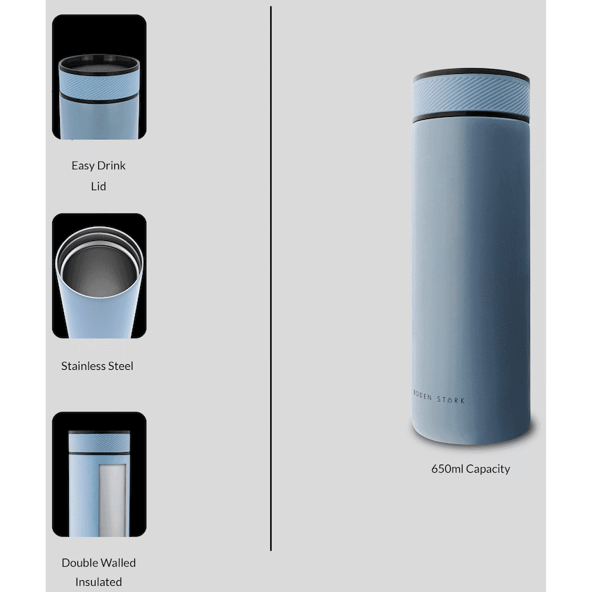 Boden Stark 650ml Double-Walled Flask - Blue