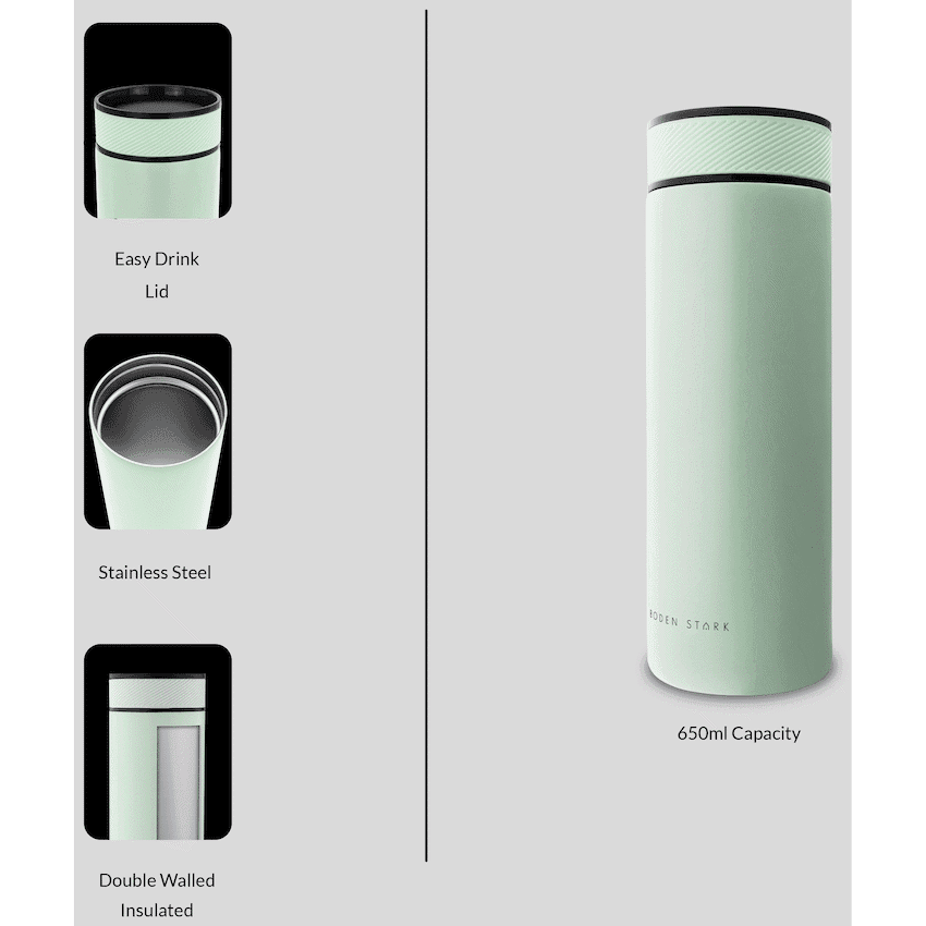 Boden Stark 650ml Travel Flask - Green
