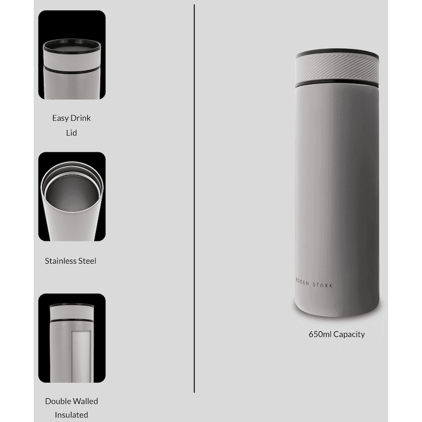 Boden Stark 650ml Double-Walled Flask - Grey