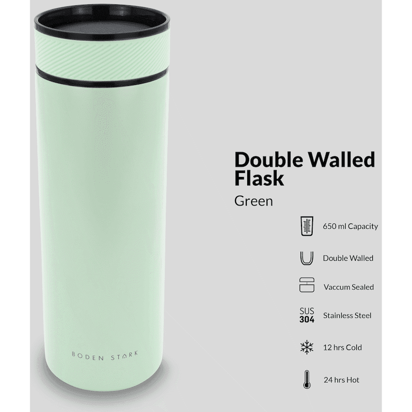 Boden Stark 650ml Travel Flask - Green