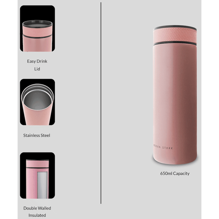 Boden Stark 650ml Flask - Pink