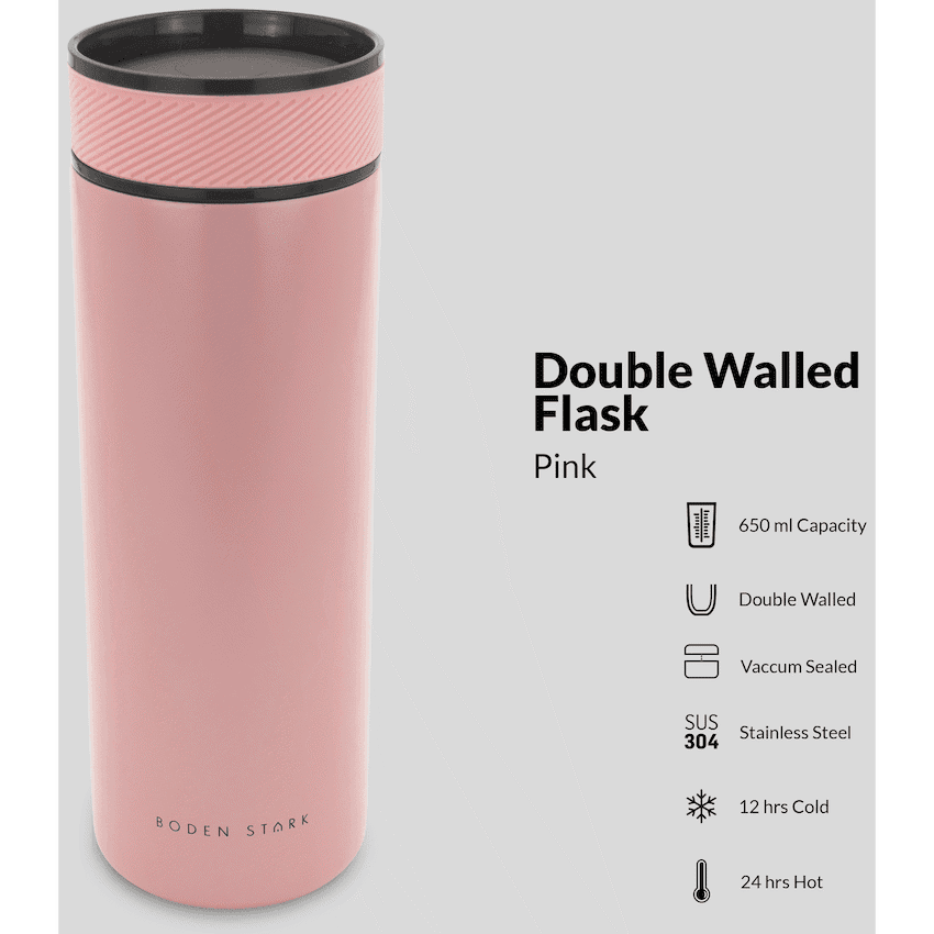 Boden Stark 650ml Flask - Pink
