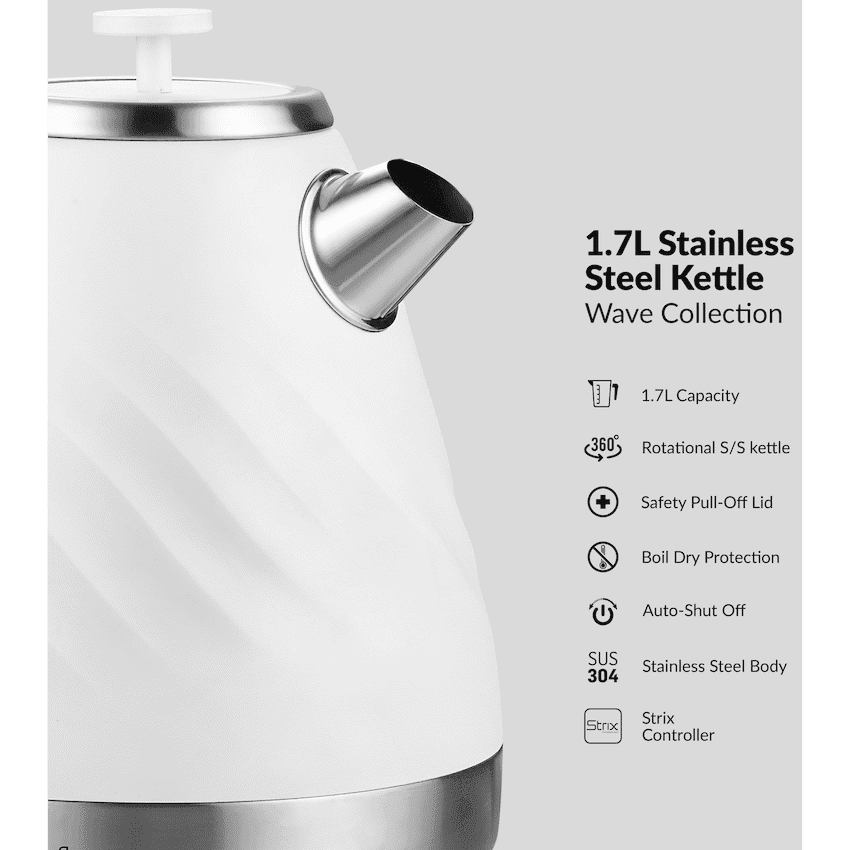 Boden Stark 1.7l Stainless Steel Kettle - White
