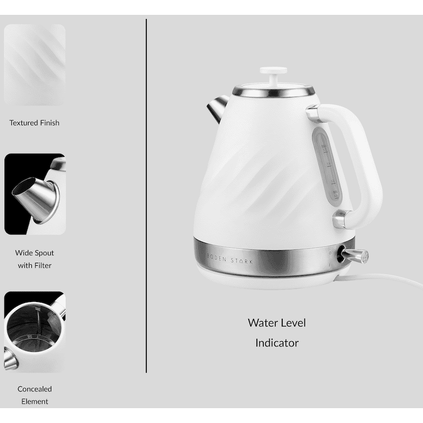 Boden Stark 1.7l Stainless Steel Kettle - White