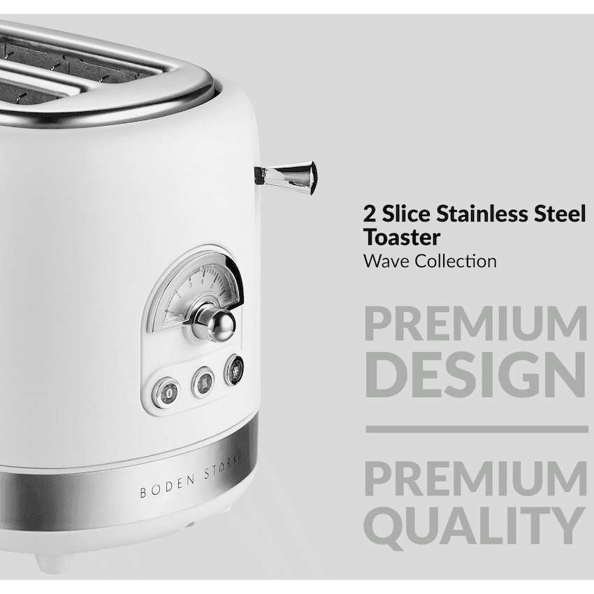 Boden Stark 2-Slice Stainless Steel Toaster - White
