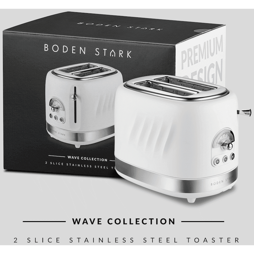Boden Stark 2-Slice Stainless Steel Toaster - White