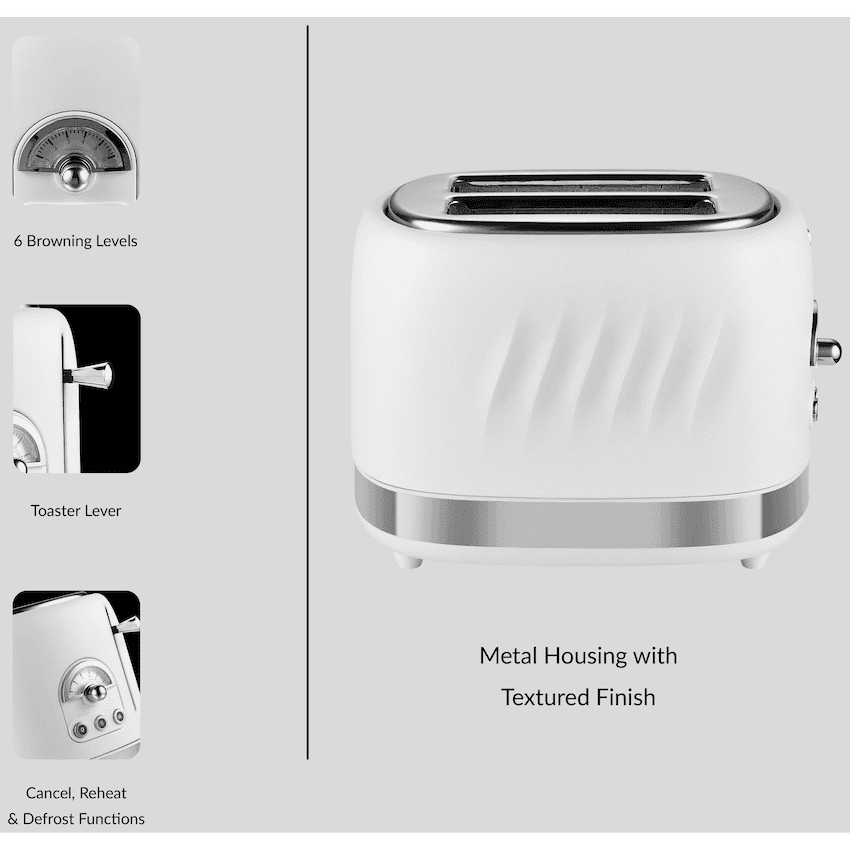 Boden Stark 2-Slice Stainless Steel Toaster - White