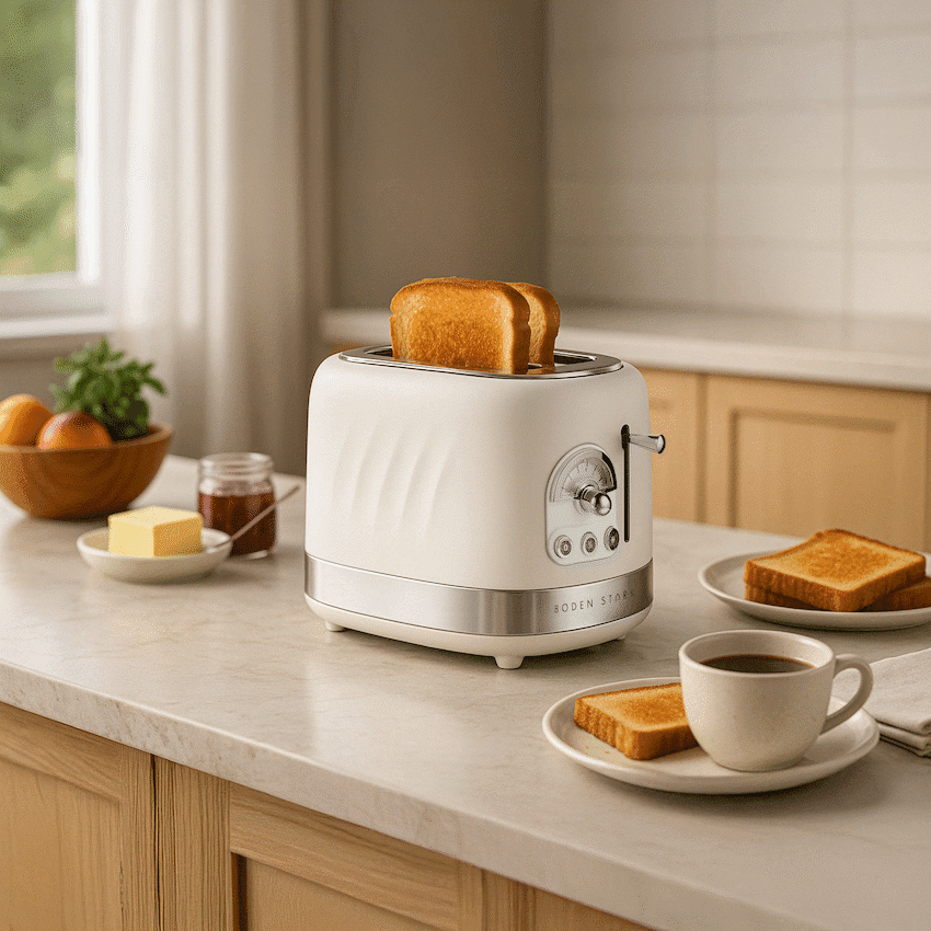 Boden Stark 2-Slice Stainless Steel Toaster - White