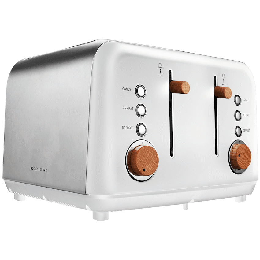 Boden Stark Anson Collection 4 Slice SS Toaster White