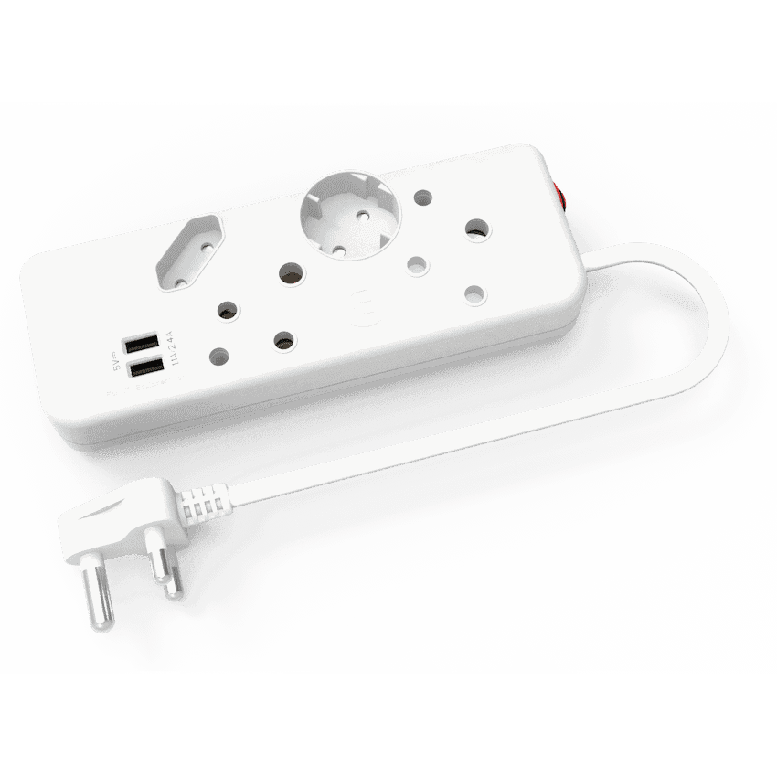 Ellies 4-Way Multiplug - 2 x USB 2.4a - 0.4m
