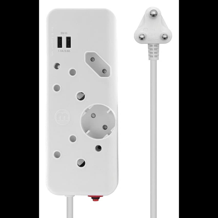 Ellies 4-Way Multiplug - 2 x USB 2.4a - 0.4m