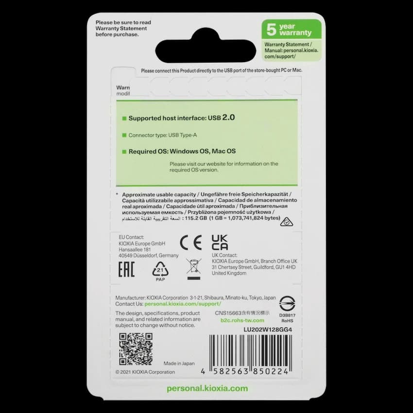 Kioxia 128GB USB 2.0-White