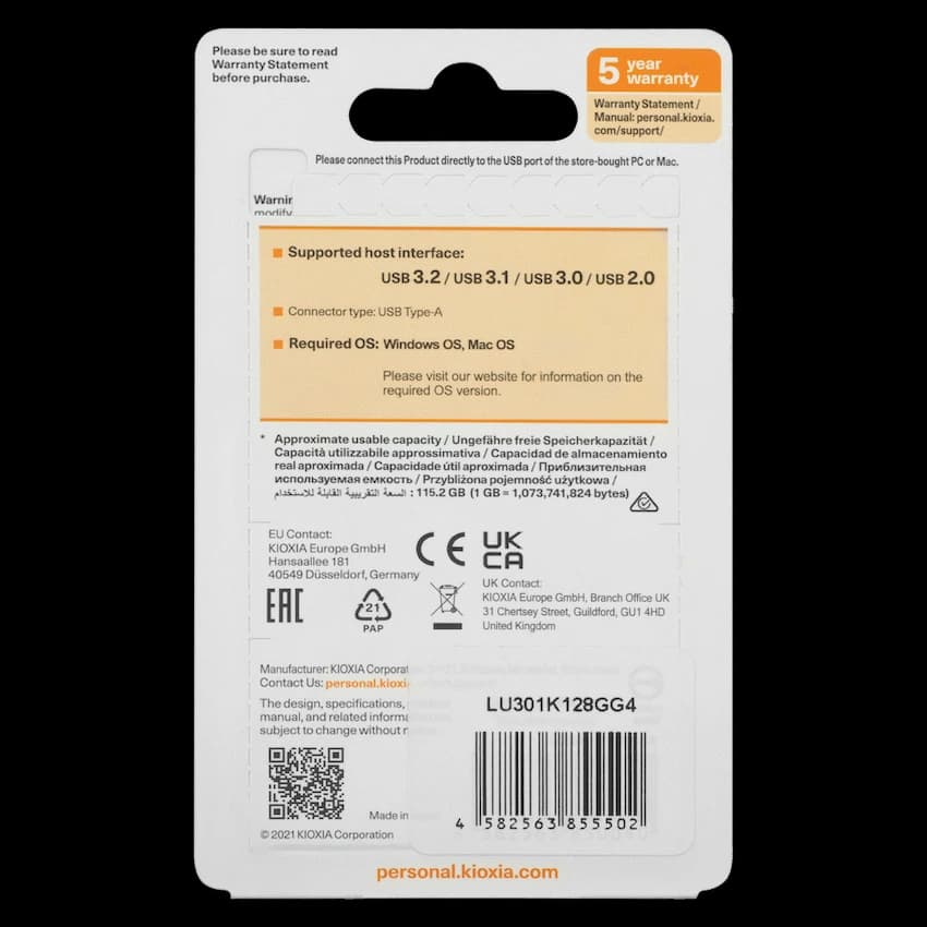 Kioxia U301- 128GB USB 3.2-GEN1-BLK
