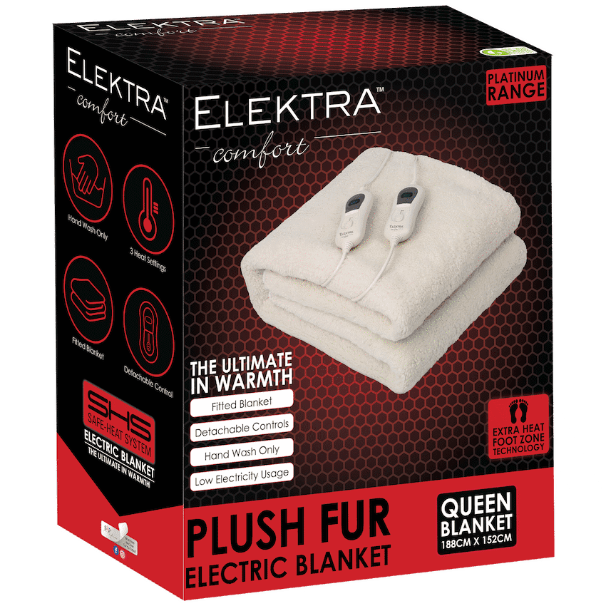 Elektra Comfort Electric Blanket - Queen - Fur