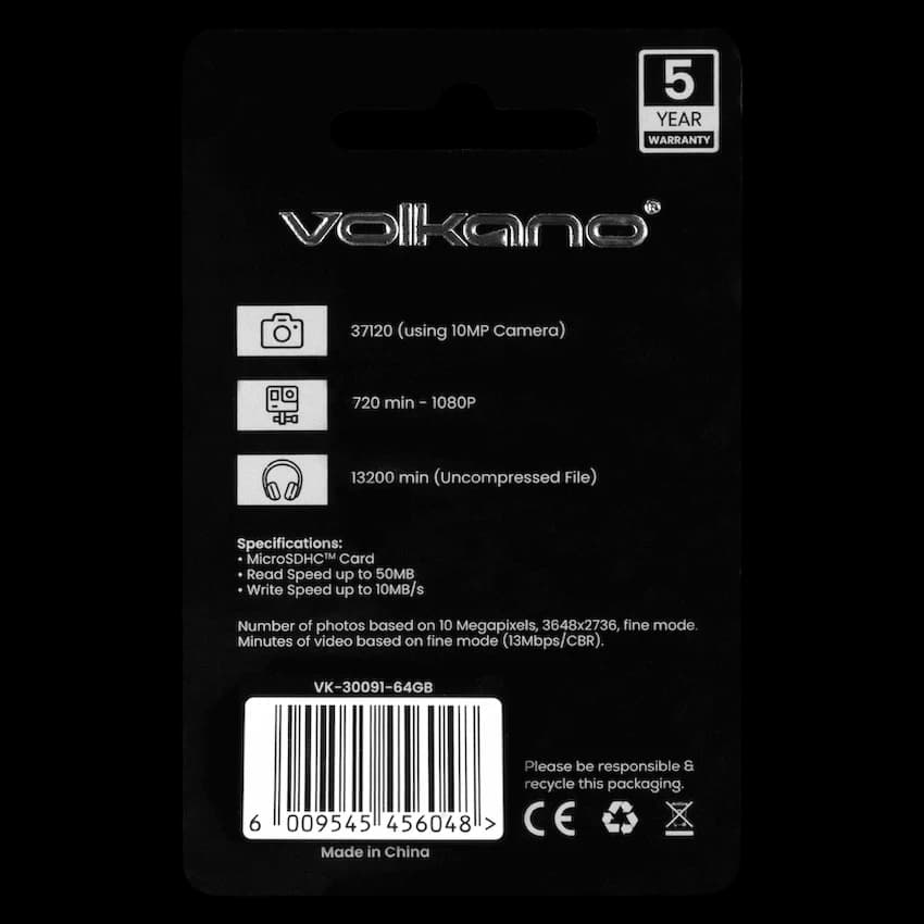 Volkano Micro Series Micro SD card 64GB - Class 10