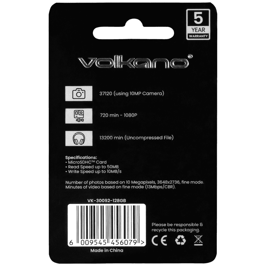 Volkano Micro Series Micro SD Card 128gb - Class 10