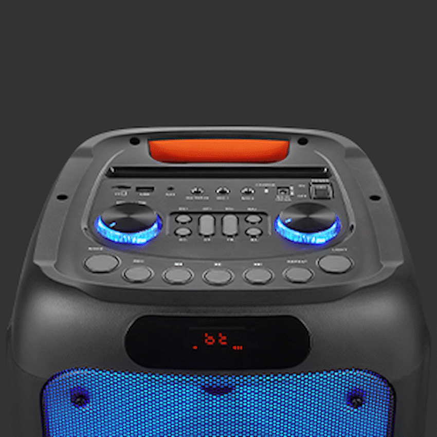 Volkano Helios Series Dual 8" Party Speaker with Microphone & Light Effects