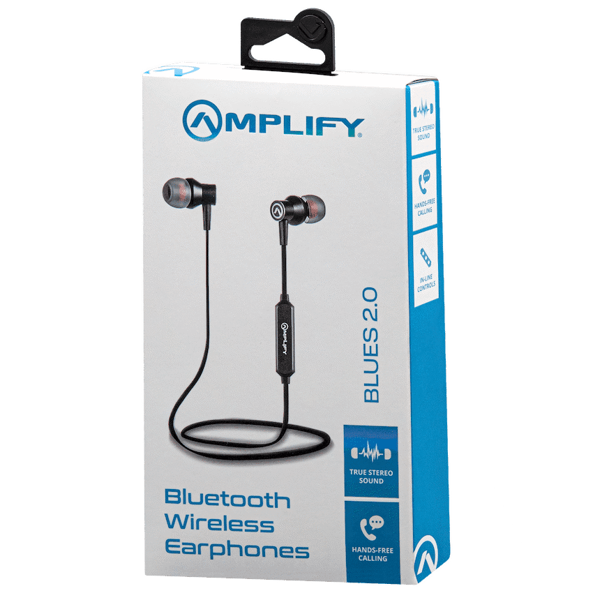 Amplify Blues 2.0 Bluetooth Earphones - Solid Black