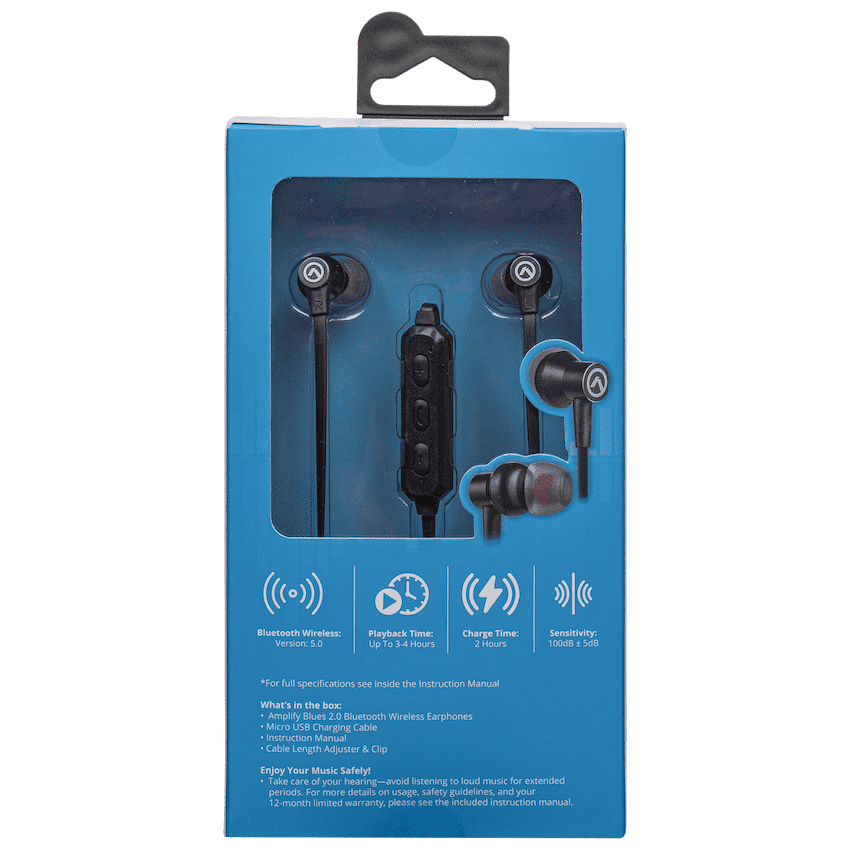 Amplify Blues 2.0 Bluetooth Earphones - Solid Black
