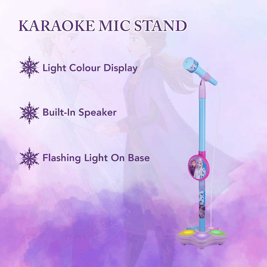 Disney Frozen Auxiliary Star Karaoke Microphone Stand with Colourful Lights