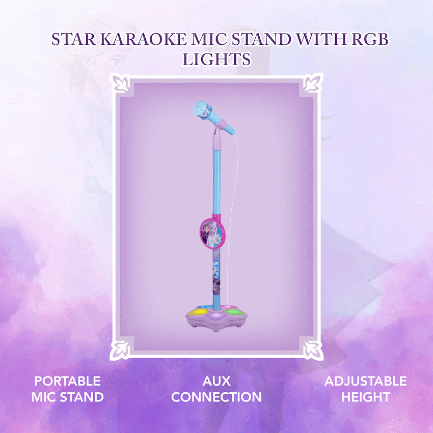 Disney Frozen Auxiliary Star Karaoke Microphone Stand with Colourful Lights