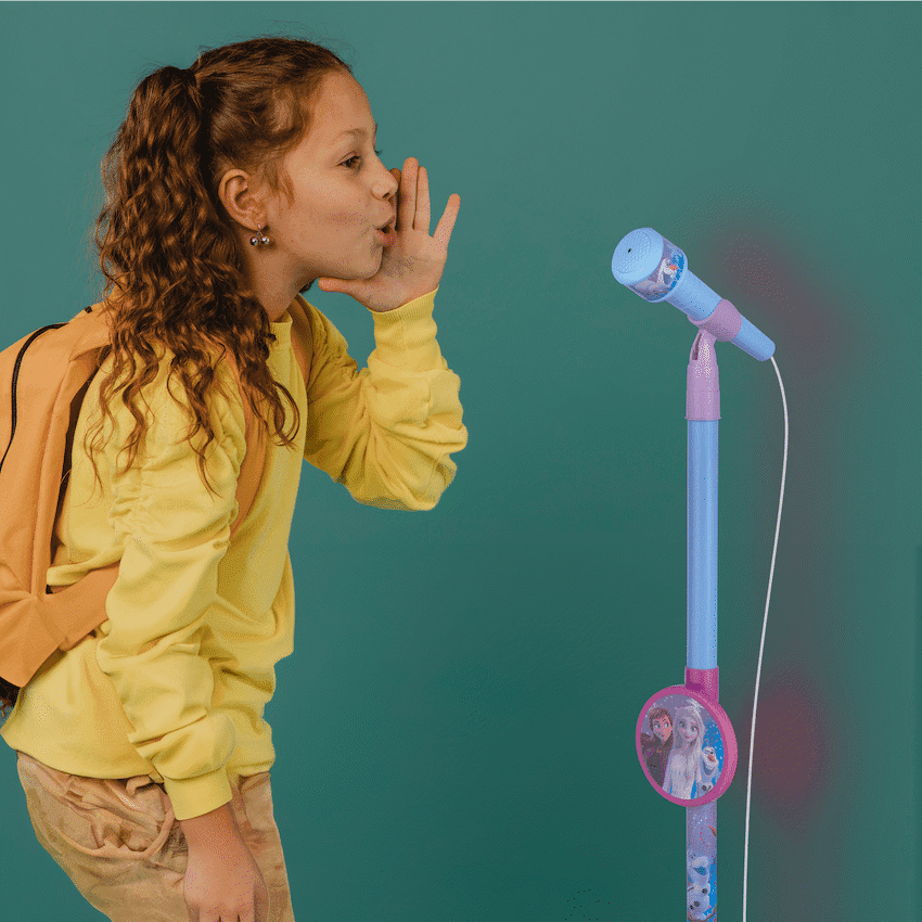 Disney Frozen Auxiliary Star Karaoke Microphone Stand with Colourful Lights
