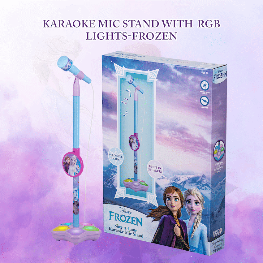 Disney Frozen Auxiliary Star Karaoke Microphone Stand with Colourful Lights