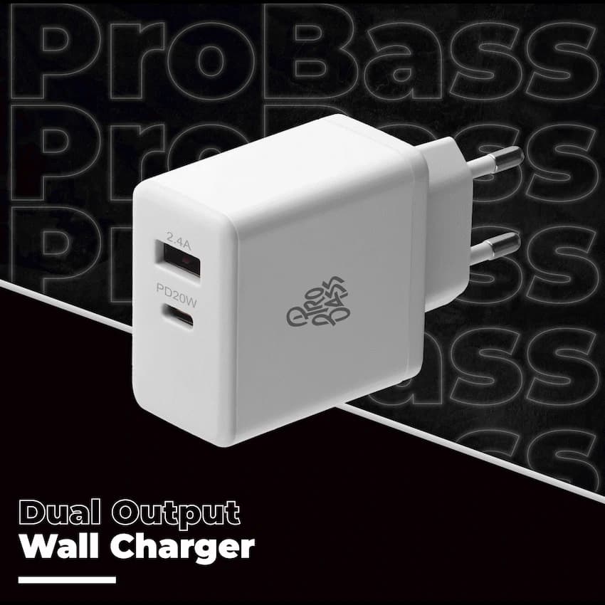 Pro Bass RapidCharge Series 32w Dual USB and Type-C Wall Charger