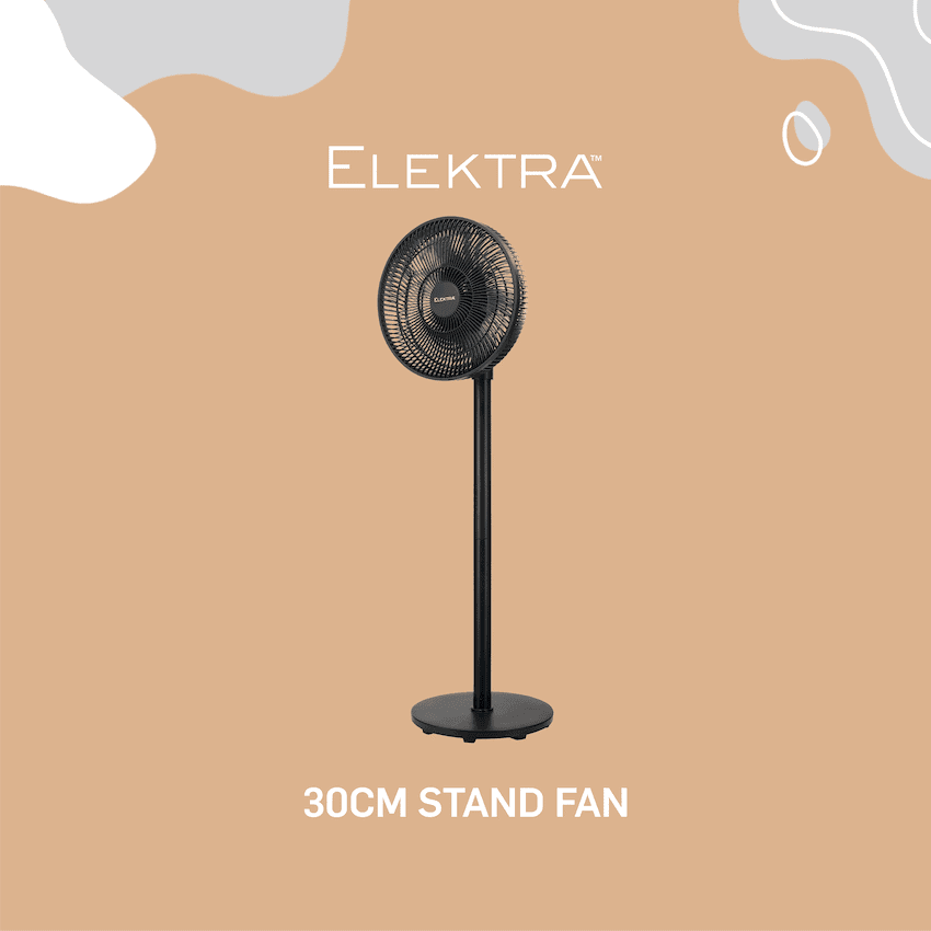 Elektra 30cm Stand Fan - Black