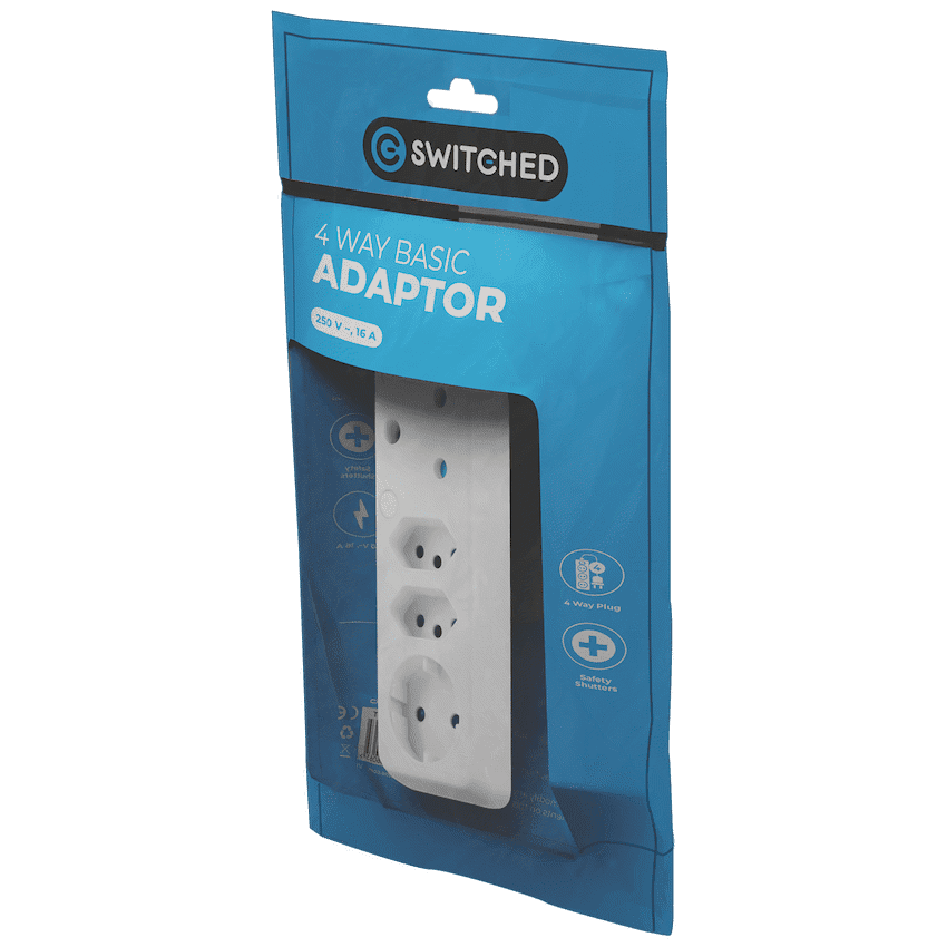 SWITCHED  4 Way Schuko Adaptor