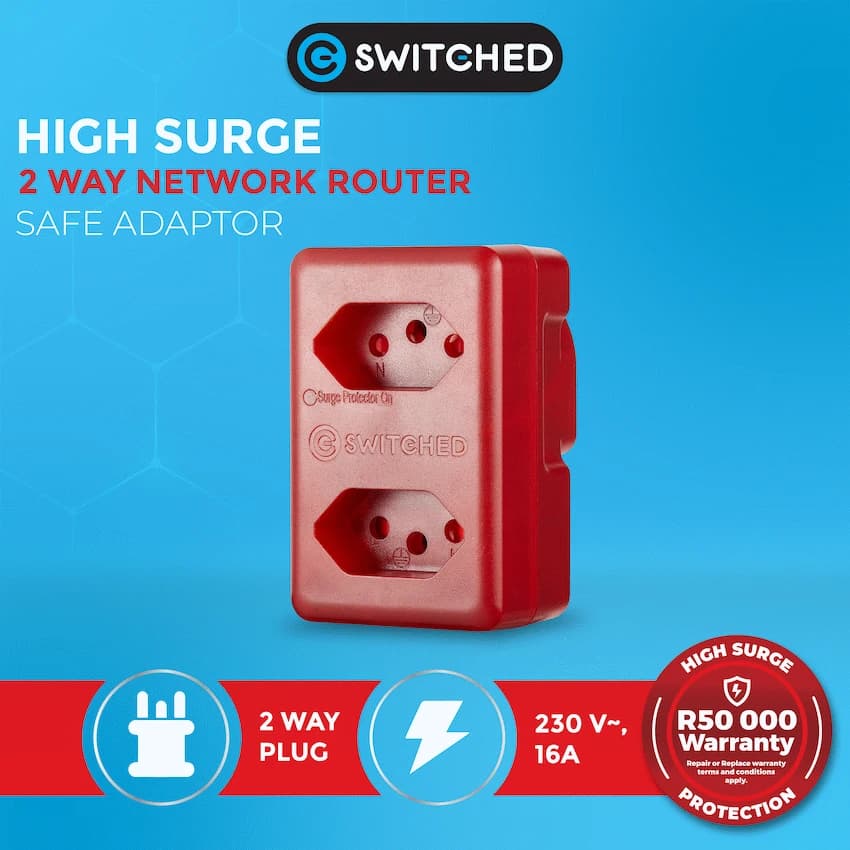 Switched High Surge 2-Way Network Router Safe Adaptor