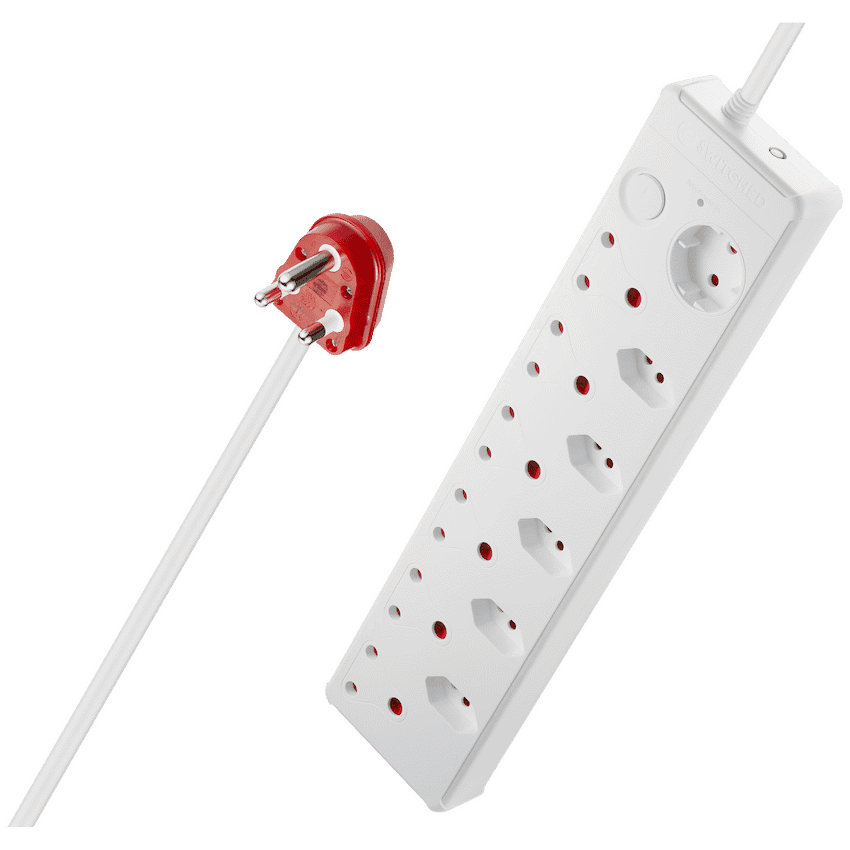 Switched 12-Way High Surge Multiplug 0.5m - White