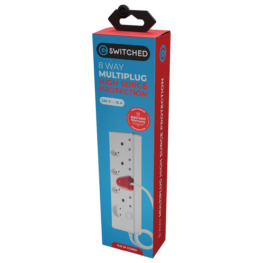 SWITCHED 8-way High Surge Multiplug 0.5m