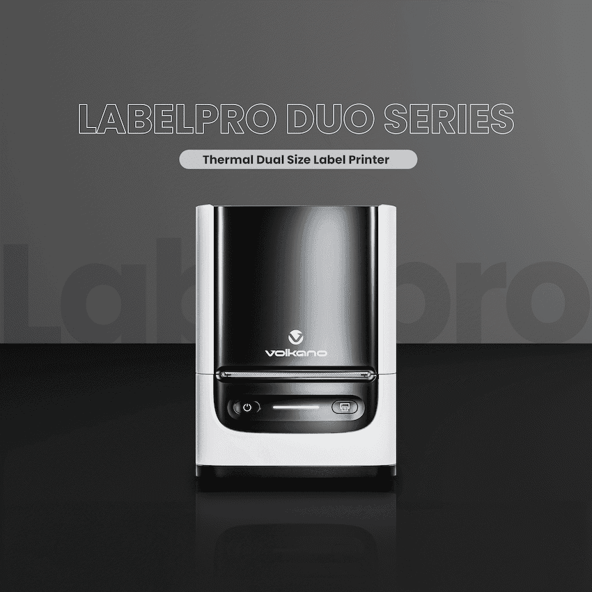Volkano LabelPro Duo Series Thermal Dual Size Label Printer - Black and White