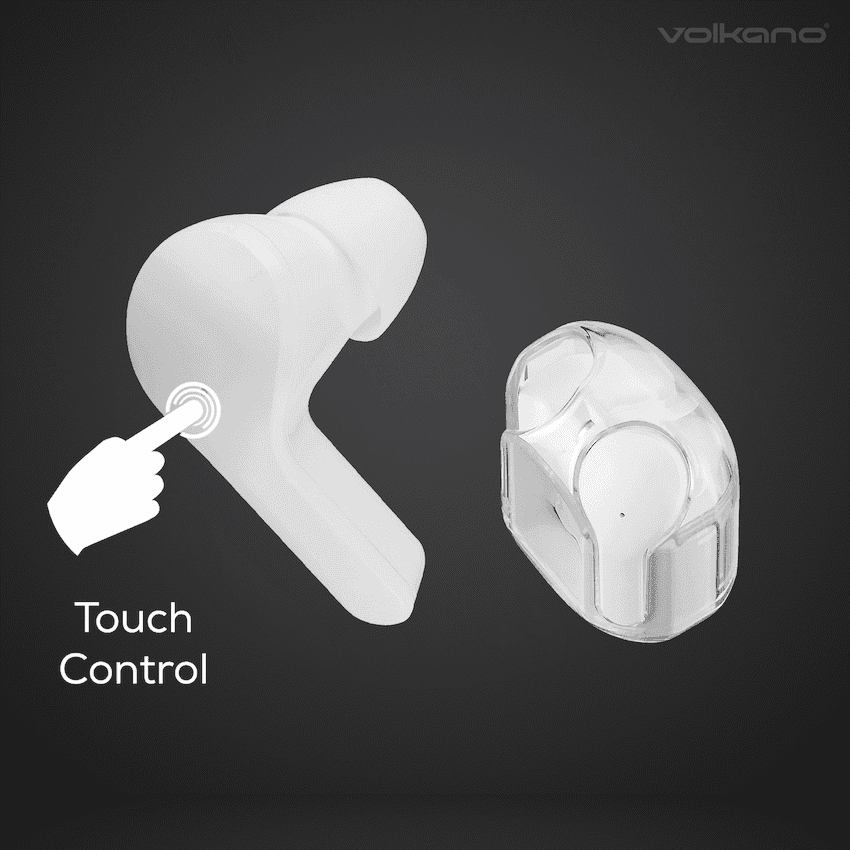 Volkano Crystalline Series TWS Earphone - White - Hardbox