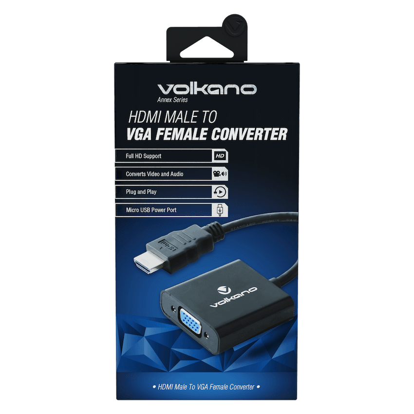 Volkano Annex Series HDMI Male to VGA Female Converter, 10cm Cable, with Sound