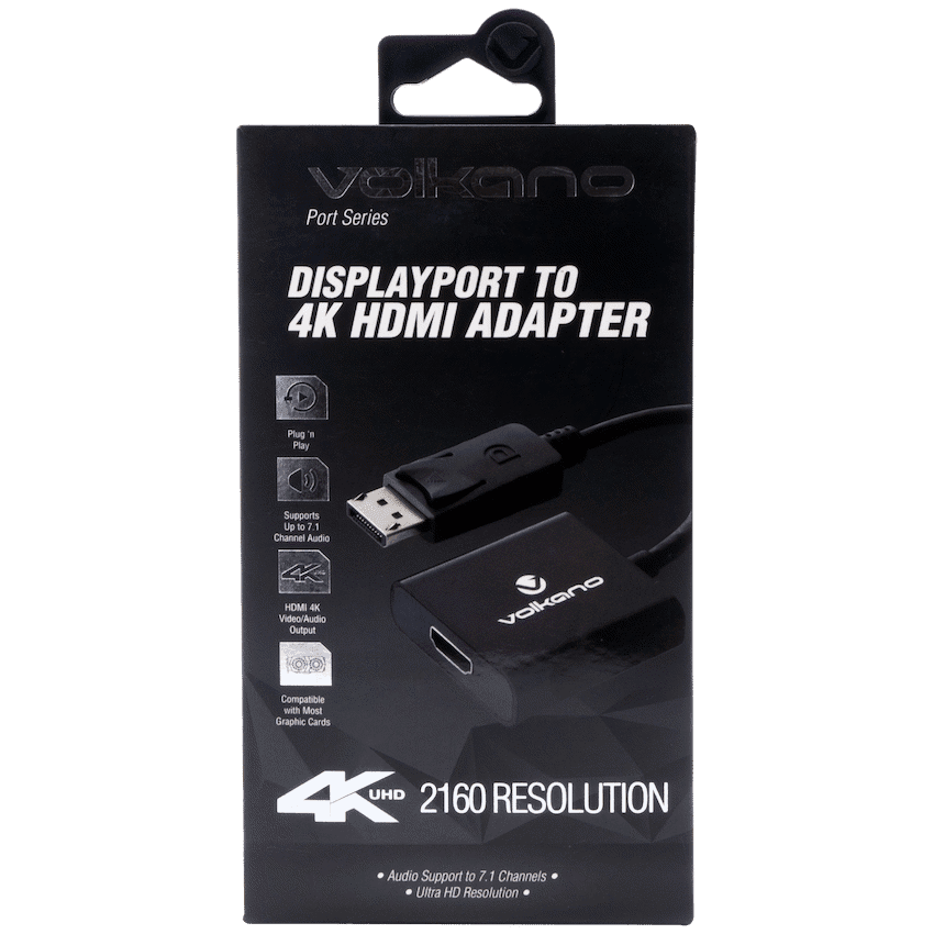 Volkano Port Series DisplayPort to 4K HDMI Converter 10cm - Black
