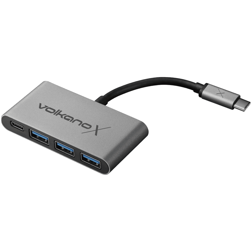 VolkanoX Core Hub series USB Type C to 3x USB 3.0 plus Power - 10cm - Charcoal