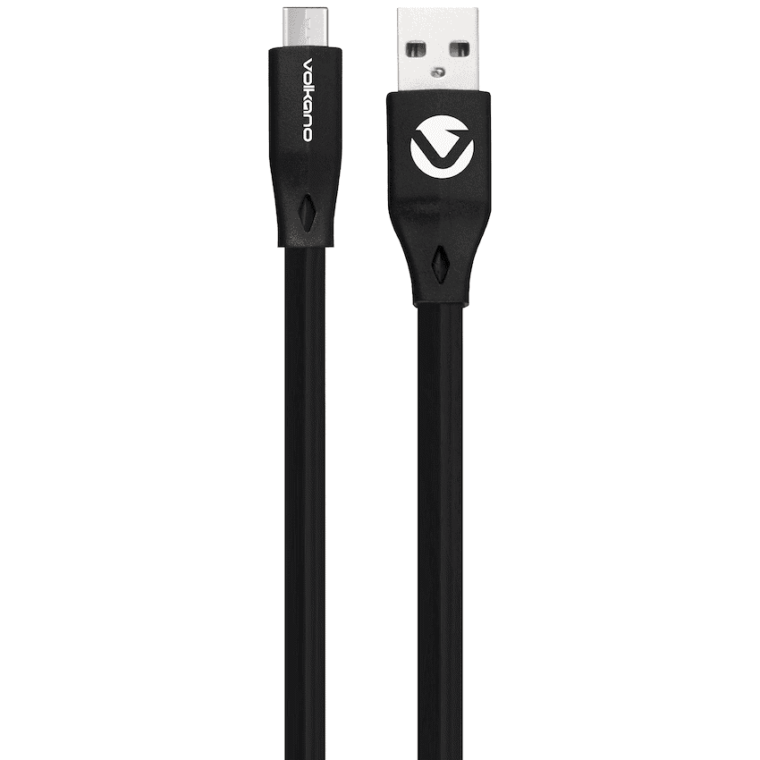 Volkano Slim Series Flat PVC Type-C Cable 1.2m - Black