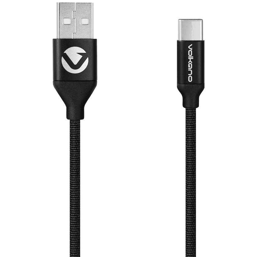 Volkano Weave Series Braided USB A to Type-C Cable 1.2m 60w - Black