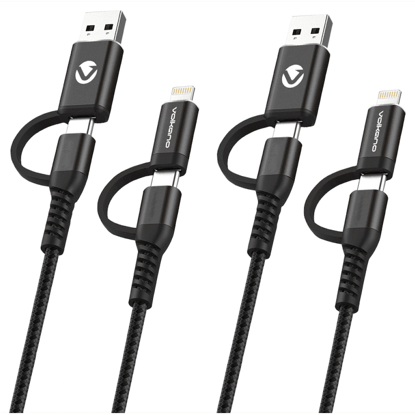 Volkano Weave Series 4-in-1 Cable Two Pack - 1.2m/4ft & 1.8m/6ft