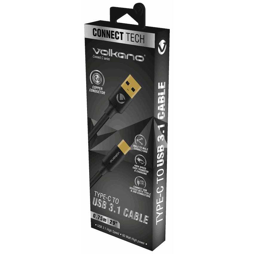 Volkano Connect C Type-C to USB 3.1 Cable M/M 0.75m